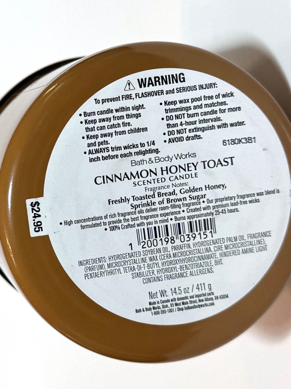 CINNAMON HONEY TOAST 3-Wick Candle - Picture 3 of 3